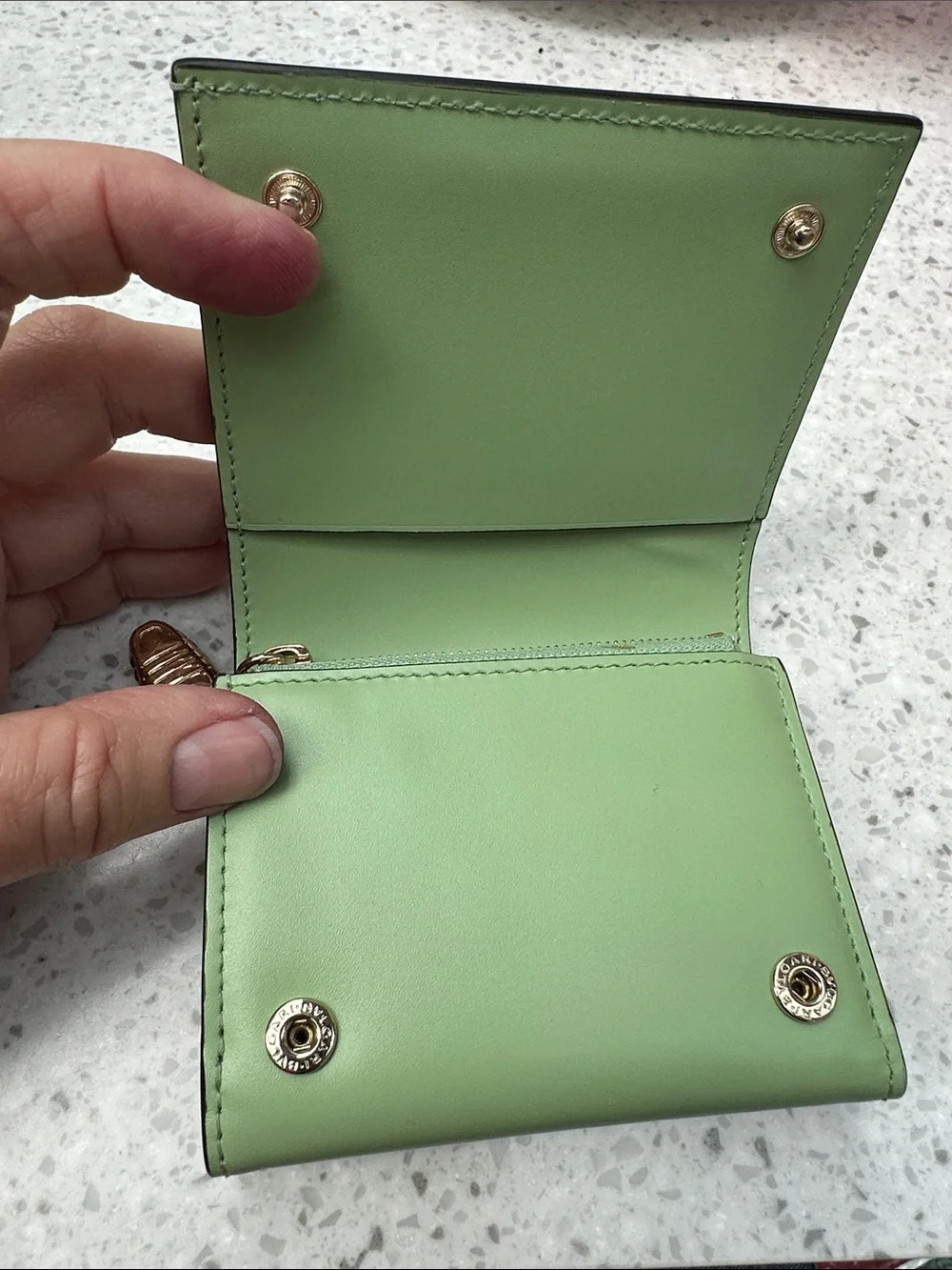 Bvlgari wallet. NWOT green and pink serpentine